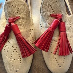 Women’s Tassel Loafers in Beige and Red